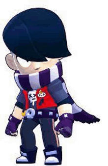 a cartoon character with a scarf around his neck is wearing a skull shirt .