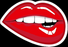 a cartoon drawing of a woman 's mouth with red lips and white teeth