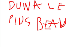 a piece of paper with duwale plus beau written in red