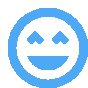 a pixel art smiley face in a blue circle