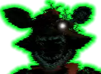 a computer generated image of a bear with glowing eyes and a green glow around it .