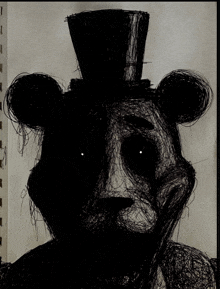 a drawing of a bear with a top hat on