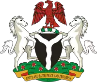 a coat of arms with the words unity and faith peace and progress below it