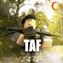 a picture of a soldier with a gun and the word taf on the bottom