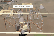 a person in a video game talking about where is their tree