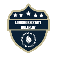 a logo for longhorn state roleplay with a flame in the middle