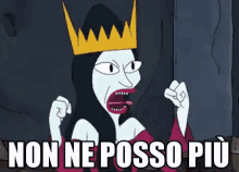 a cartoon of a woman with a crown on her head and the words non ne posso piu