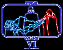 a neon sign for star wars vi with darth vader