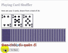 a playing card shuffler game is being played on a computer