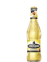 a bottle of strongbow apple ciders with a golden apple on the label