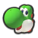 a sticker of a green yoshi from super mario bros with a big mouth .