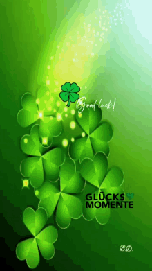 a green background with clovers and the words good luck on it