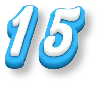 the number 15 is shown in blue and white