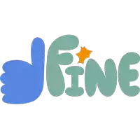 the word fine with a thumbs up and a star