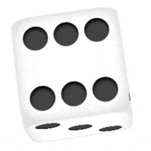 a white dice with black circles on it