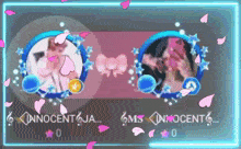 a screenshot of a video game with two girls and the words innocent ja and ms innocent