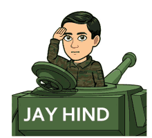 a cartoon of a man in a tank with the name jay hind on the side