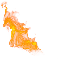 a white background with orange flames coming out of the corner