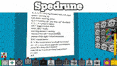 a screenshot of a game called spedrune with a bunch of buttons