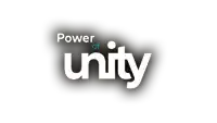 a logo that says power of unity in white letters