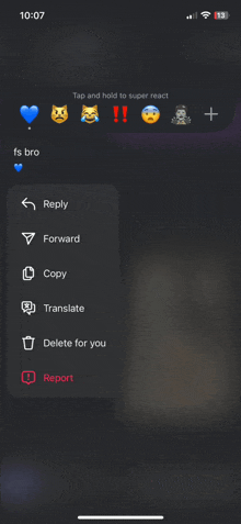 a phone screen shows a message from fs bro with emojis on it