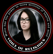 a picture of a woman in a circle with the words voice of religious on it