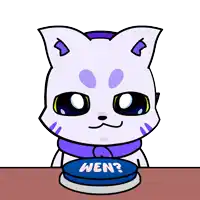 a cartoon of a cat pressing a button that says wen