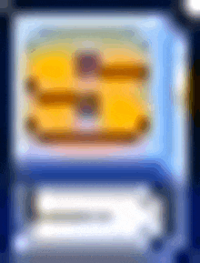 a blurred image of a blue and yellow box with a number 5 on it .