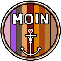 a circle with the word moin and an anchor in it