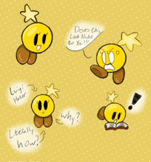 a drawing of a yellow ball with a star on it and the words " does this look rude to you "