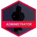 a sticker with a silhouette of a man and the word administrator on it