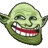 a cartoon of a troll face with a big smile on its face .