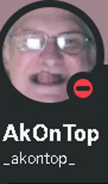 a picture of a man with glasses and the name akontop on the bottom