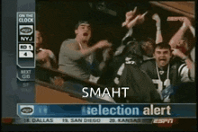 a group of people watching a football game with the words smaht selection alert