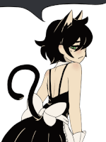 a drawing of a girl with cat ears and a tail