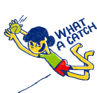 a drawing of a person with the words " what a catch " on the bottom