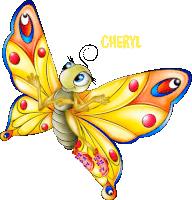 a colorful butterfly with the name cheryl on the bottom right