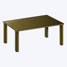 a drawing of a table with four legs and a brown top