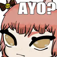 a cartoon drawing of a girl with the word ayo on it