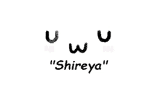 a drawing of a face with the words " shireya " on it .