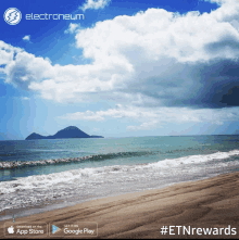 a picture of a beach with the word electroneum on the top