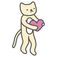 a cartoon cat is holding a pink heart in its paws