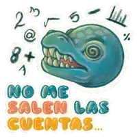 a drawing of a monster with the words " no me salen las cuentas " on the bottom