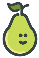 a cartoon drawing of a pear with a smiley face