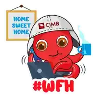 an octopus wearing a cimb helmet is holding a laptop