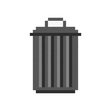 a pixel art illustration of a garbage can on a white background .