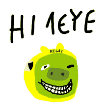 a drawing of a pig with the word himeye written above it