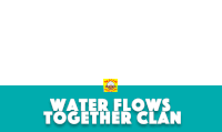 a blue banner that says water flows together clan on it