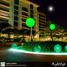 lizzie lahaina posted a picture of a night cafe with green lights