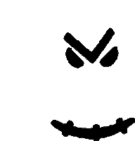 a black and white drawing of a smiley face with stitches on it .